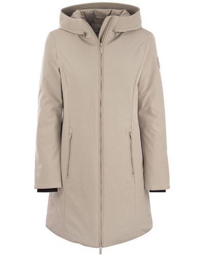 Woolrich Hooded Mid-length Parka Coat - Natural