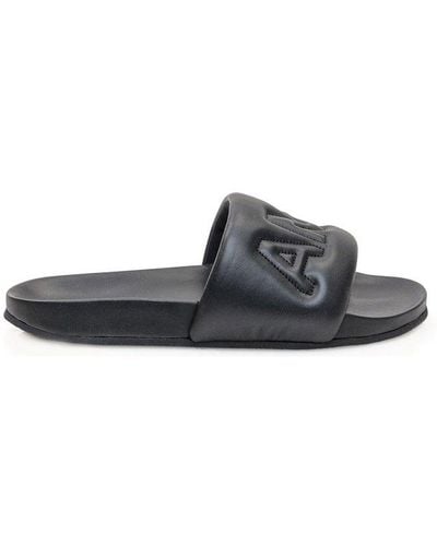 Ambush Logo Quilted Slide Sandals - Black