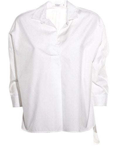 Barba Napoli Ruched Detail Collared Top - White