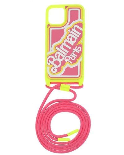 Balmain X Barbie Logo Embossed Iphone 13 Case - Pink