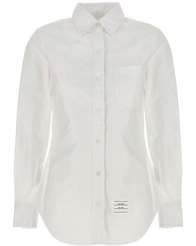 Thom Browne Logo Patch Rwb Detailed Shirt - White