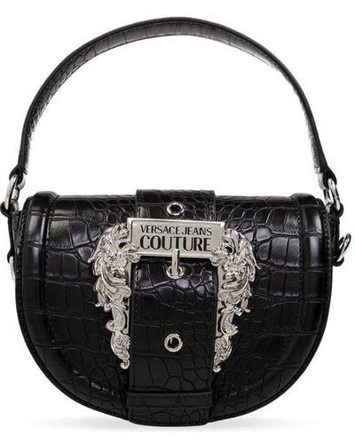 Versace Jeans Couture script tote bag in black