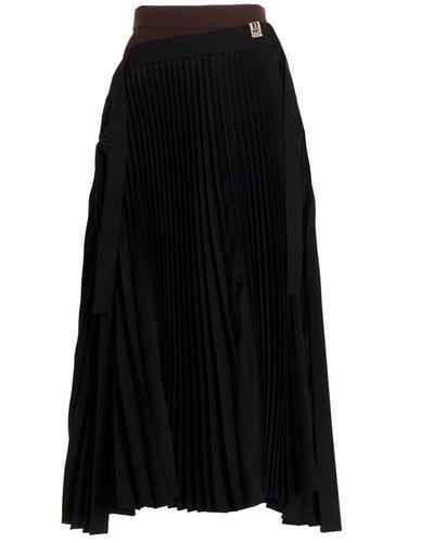 Maison Mihara Yasuhiro Logo Patch Asymmetric Skirt - Black