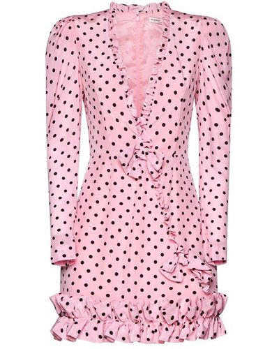 Alessandra Rich Polka-dot V-neck Mini Dress - Pink
