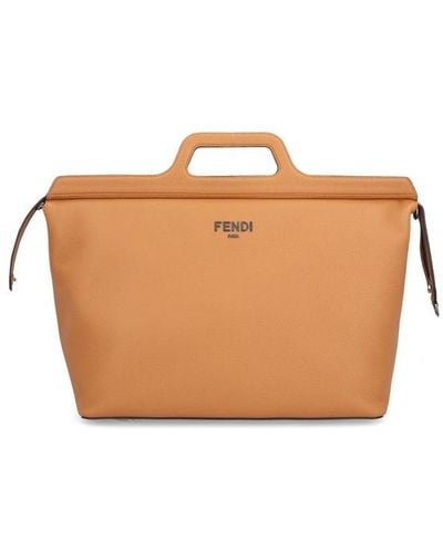 Fendi Zip-up Large Tote Bag - Orange