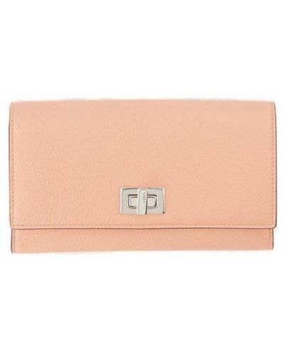 Fendi Logo Plaque Continental Wallet - Pink