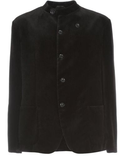 Giorgio Armani Printed Velvet Jacket Guru Neck - Black