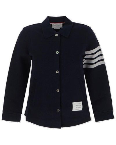 Thom Browne Collared Button-up Jacket - Blue