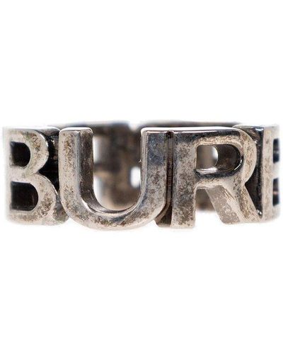Burberry Logo Plaque Cut-out Detailed Ring - Black
