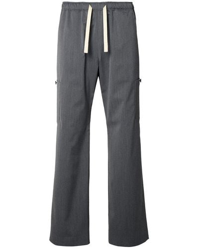 Palm Angels Monogram Embroidered Drawstring Trousers - Grey