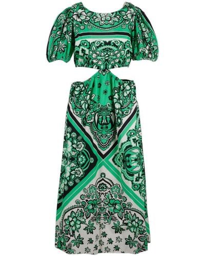 RED Valentino Bandana-print Cotton Midi Dress - Green