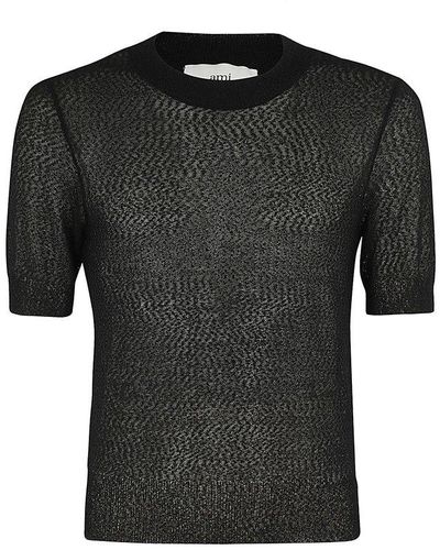 Ami Paris Crewneck Knitted T-shirt - Black