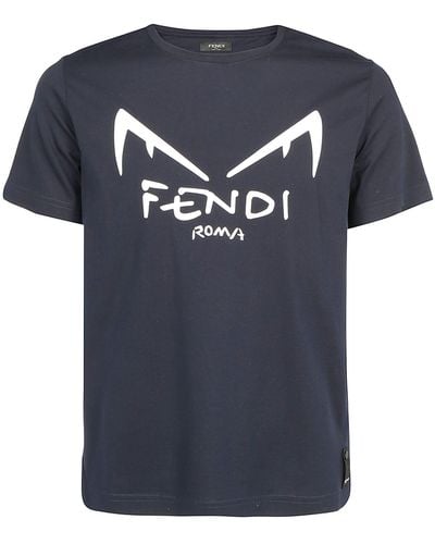 Fendi Diabolic Eyes Print T-shirt - Blue