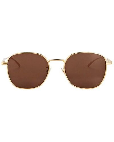 Bottega Veneta Logo Engraved Square Frame Sunglasses - Brown