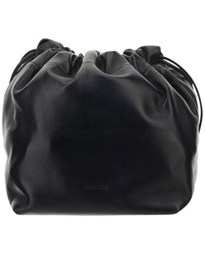 Jil Sander Dumpling Drawstring Shoulder Bag - Black
