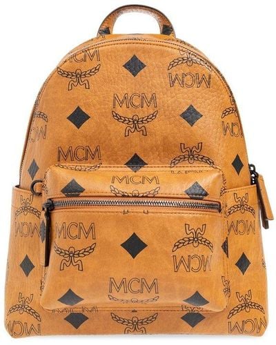 MCM Backpack With Logo, - Natural