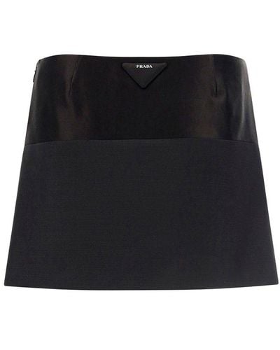 Prada Logo Plaque Mini Skirt - Black