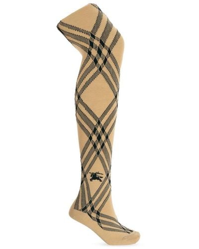 Burberry Checked Tights, - Metallic