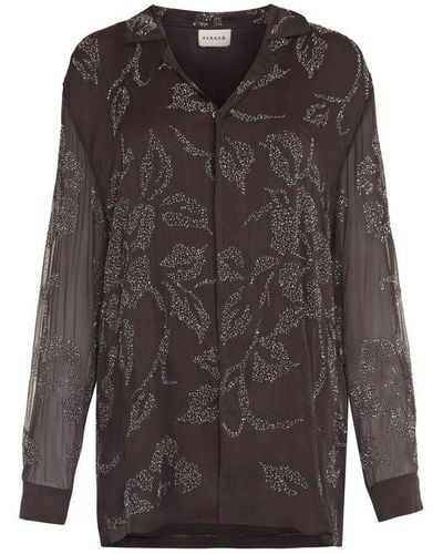 P.A.R.O.S.H. Sequin-embellished Long Sleeved Shirt - Brown
