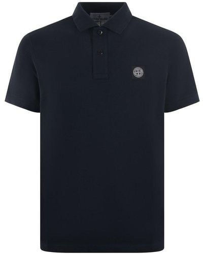 Stone Island Compass Patch Short-sleeved Polo Shirt - Blue