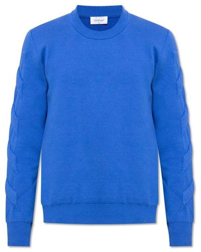 Off-White c/o Virgil Abloh 3d Diag Crewneck Long-sleeved Sweater - Blue