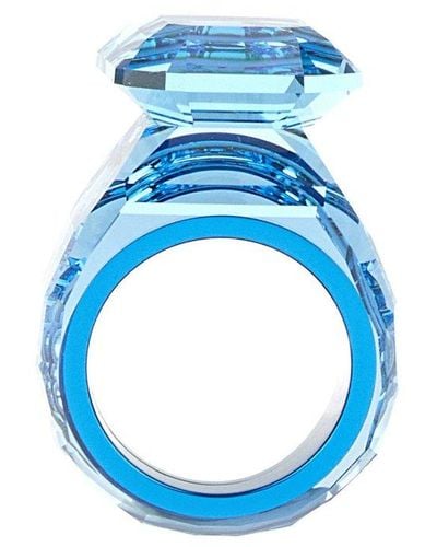 Swarovski Lucent Cocktail Octagon-cut Ring - Blue