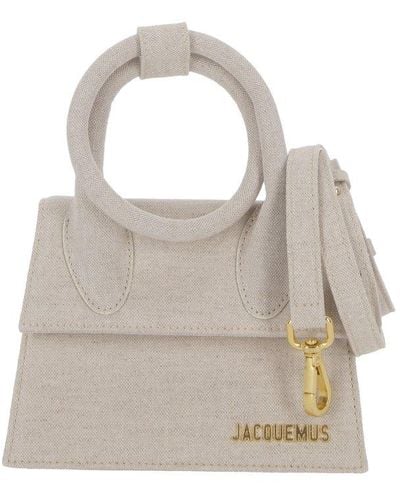 Jacquemus Logo Plaque Long Bambino Top Handle Bag - Gray