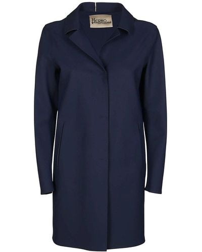 Herno Classic Single Breasted Coat - Blue