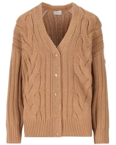 Moncler Cable Knit Cardigan - Brown