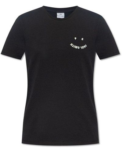PS by Paul Smith Logo Embroidered Crewneck T-shirt - Black