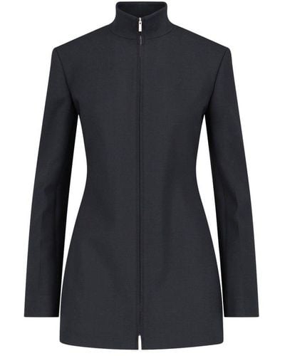 Ferragamo Zipped Fitted Waist Jacket - Black