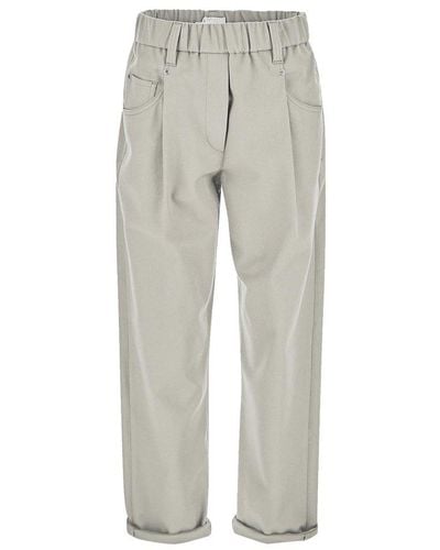 Brunello Cucinelli High Waist Straight Leg Pants - Gray