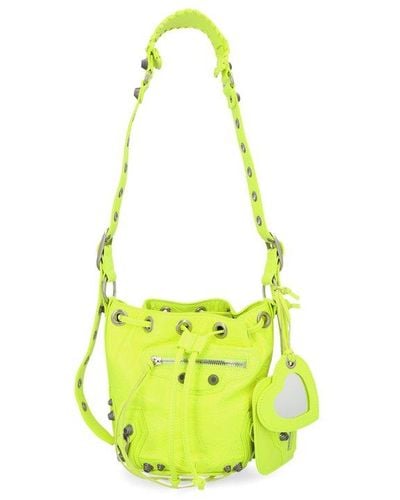 Balenciaga Le Cagole Bucket Bag In Leather - Yellow