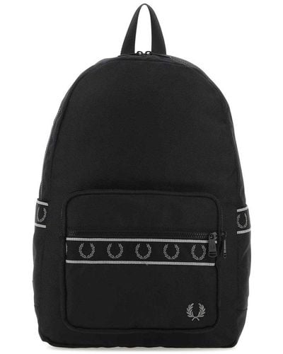Fred Perry Logo-embroidered Zipped Backpack - Black