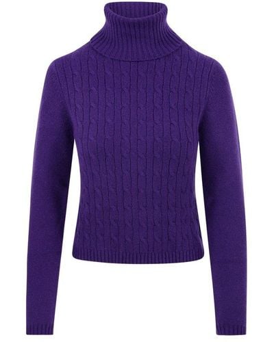 Allude Turtleneck Knitted Sweater - Purple