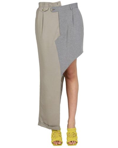 1/OFF Panelled Asymmetric Hem Skirt - Grey