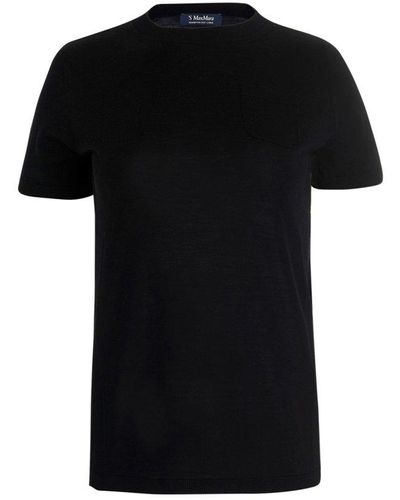 Max Mara Chest Pocket Short Sleeve Knit Top - Black