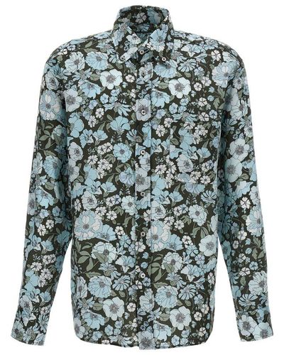 Tom Ford Allover Floral Print Long-sleeved Shirt - Green