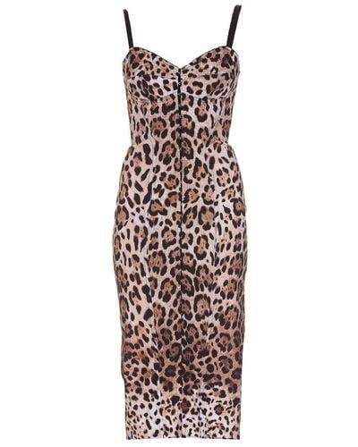 Dolce & Gabbana Leopard Print Midi Dress - Multicolor