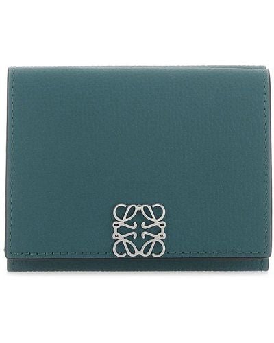 Loewe Anagram Plaque Tri-fold Wallet - Green