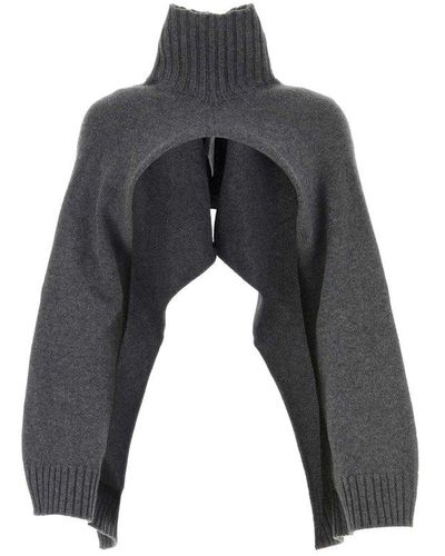 Jil Sander Grey Wool And Yak Wrap-over Cardigan - Black