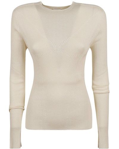 Lanvin Crewneck Knitted Sweater - Natural