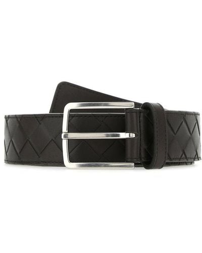 Bottega Veneta Dark Brown Leather Belt - Black