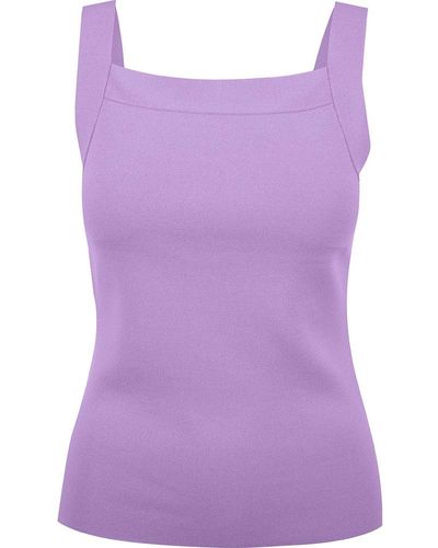 P.A.R.O.S.H. Square Neck Knitted Tank Top - Purple