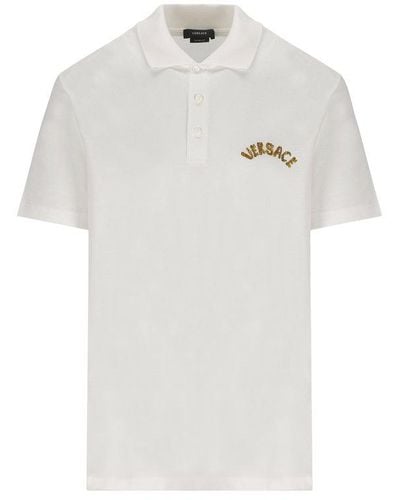 Versace Embroidered Cotton Polo Shirt. - White