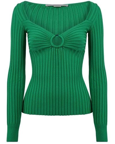 Stella McCartney Cut-out Ribbed Knitted Top - Green