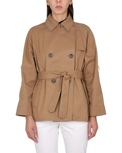 Fay Double-breasted Belted Trench Jacket - Brown