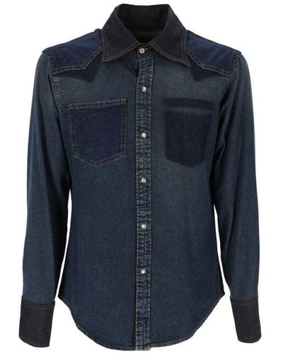 Maison Margiela Button-up Long Sleeved Denim Shirt - Blue