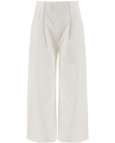 Chloé Wide Leg Cropped Trousers - White