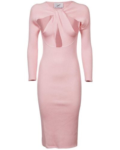 Coperni Twisted Cutout Knit Dress - Pink